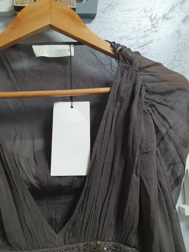 Vestido largo Zara marrón