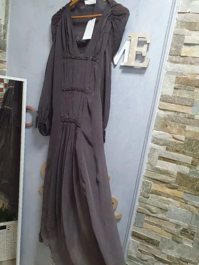 Vestido largo Zara marrón