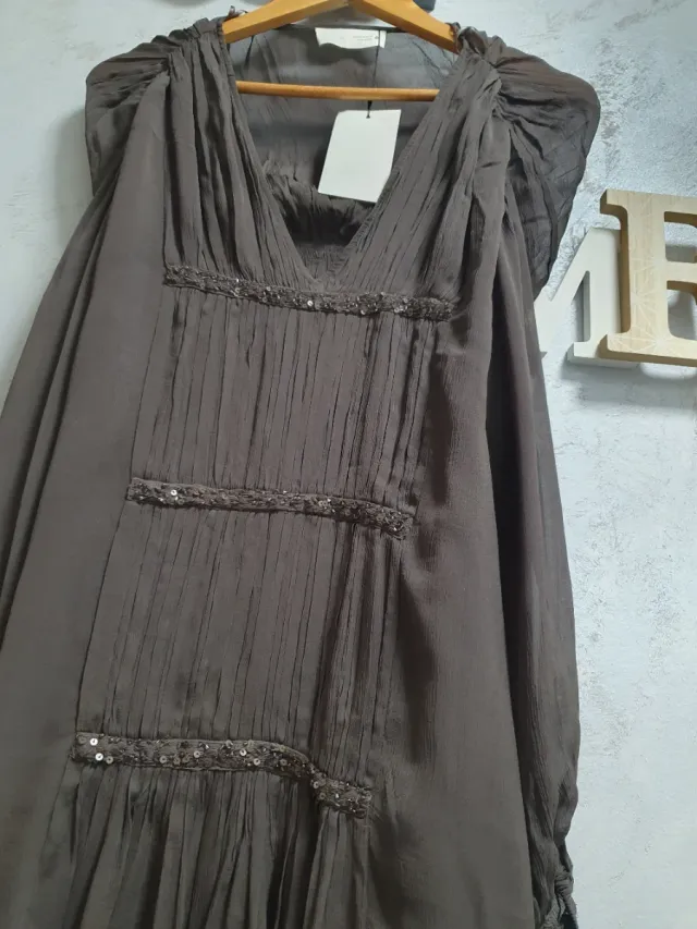 Vestido largo Zara marrón