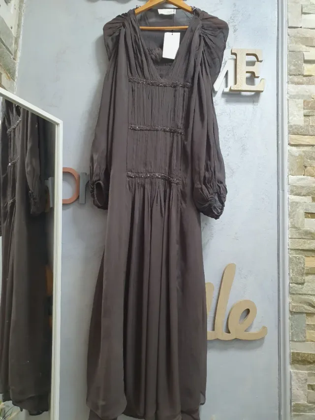 Vestido largo Zara marrón