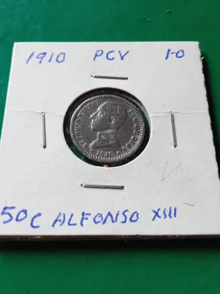 50 centimos 1910-10 PCV Alfonso XIII plata