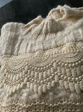 Maglione Zara Beige/Bianco Pizzo