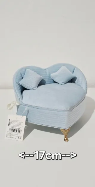 Caja de Joyero azul forma corazon sofa