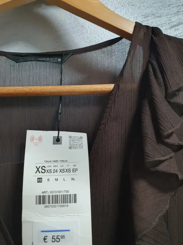 Vestido Zara Marrón Volantes midi