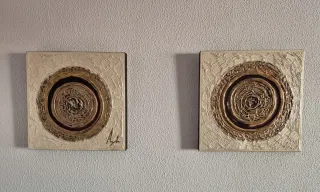 Lote 2 Cuadros Decorativos Beige y Dorado