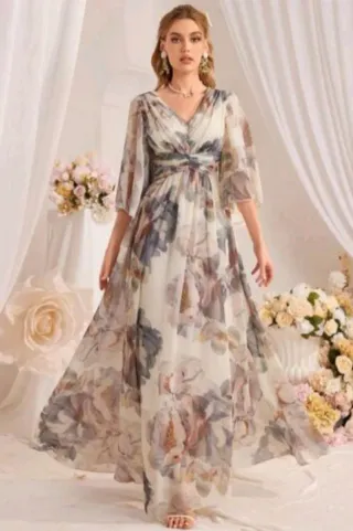 Vestido gasa estampado floral