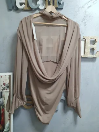 Body Zara manga larga cuello alto beige