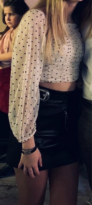 Top transparente lunares manga larga