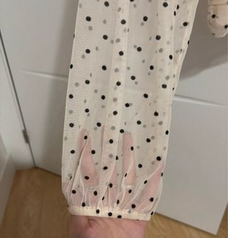 Top transparente lunares manga larga