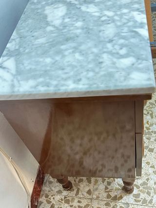 Mesita de noche mármol y madera