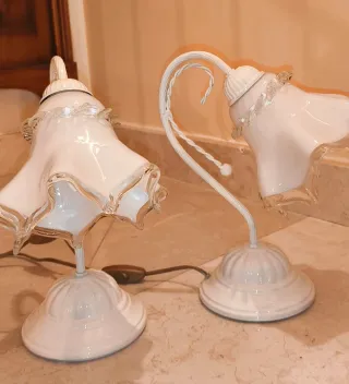 Coppia Lampade comodino abat jour in ferro battuto