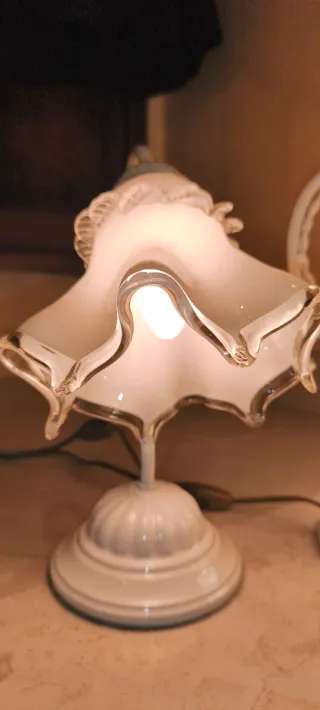 Coppia Lampade comodino abat jour in ferro battuto