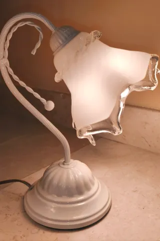 Coppia Lampade comodino abat jour in ferro battuto