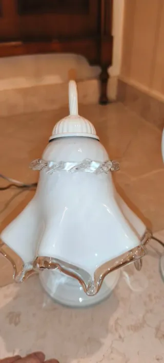 Coppia Lampade comodino abat jour in ferro battuto