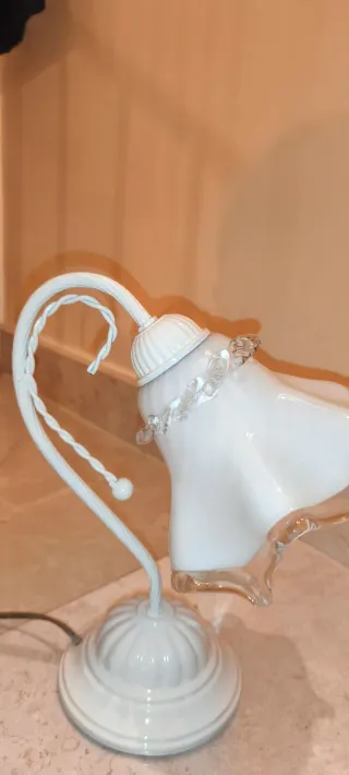 Coppia Lampade comodino abat jour in ferro battuto