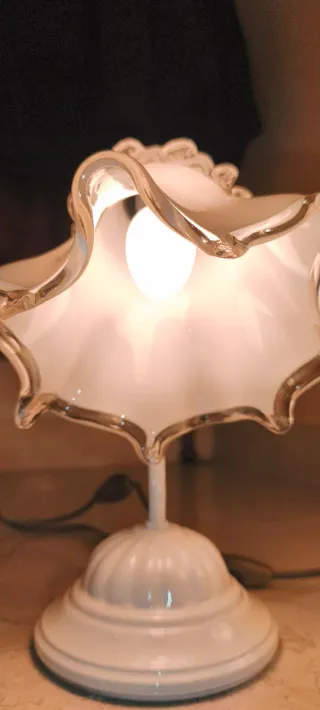 Coppia Lampade comodino abat jour in ferro battuto