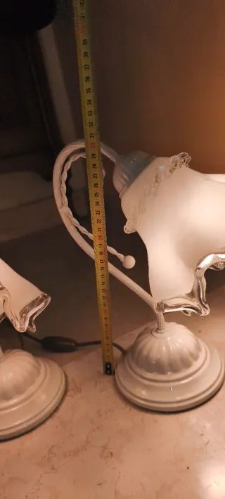 Coppia Lampade comodino abat jour in ferro battuto