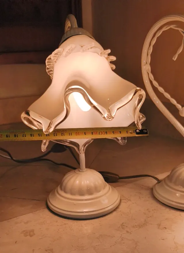 Coppia Lampade comodino abat jour in ferro battuto