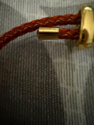 Pulsera trenzada cuero marrón y oro