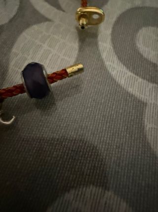 Pulsera trenzada cuero marrón y oro