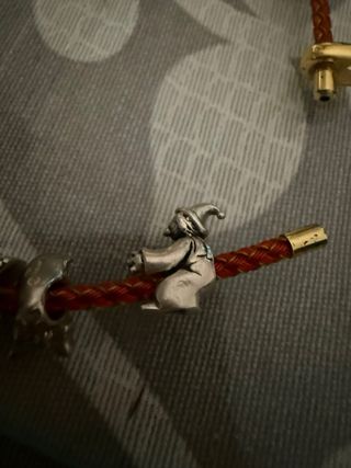 Pulsera trenzada cuero marrón y oro