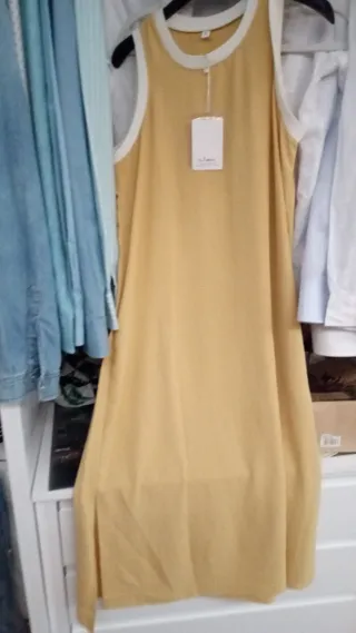 Vestido largo amarillo pastel talla única