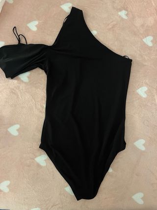 Body Asimétrico ajustado Zara Negro Talla S nuevo