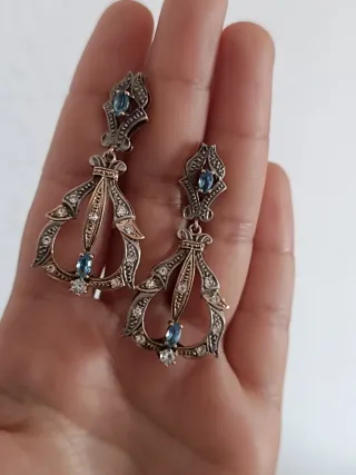 Pendientes Vintage Plata 925 Estilo Art Deco