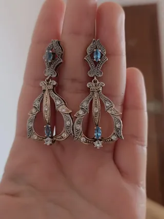 Pendientes Vintage Plata 925 Estilo Art Deco
