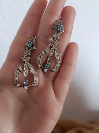 Pendientes Vintage Plata 925 Estilo Art Deco