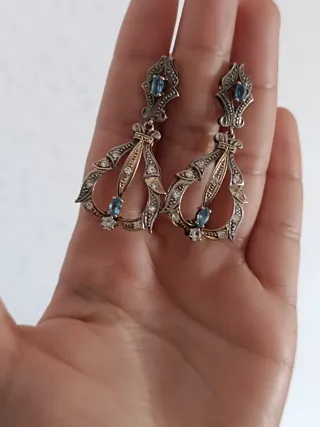 Pendientes Vintage Plata 925 Estilo Art Deco