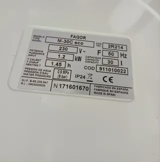 Termo Eléctrico Fagor M-30C Eco