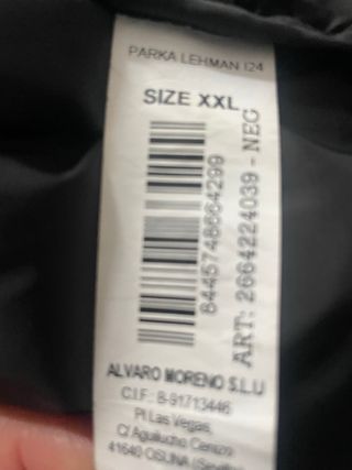 Cazadora Plumas Negra Hombre Talla XXL