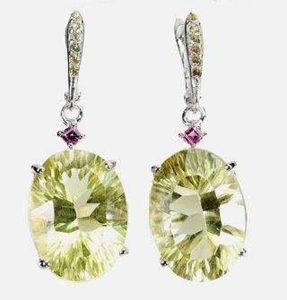 Pendientes Plata Cuarzo Limón y Granates