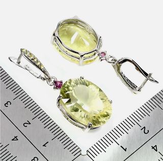 Pendientes Plata Cuarzo Limón y Granates