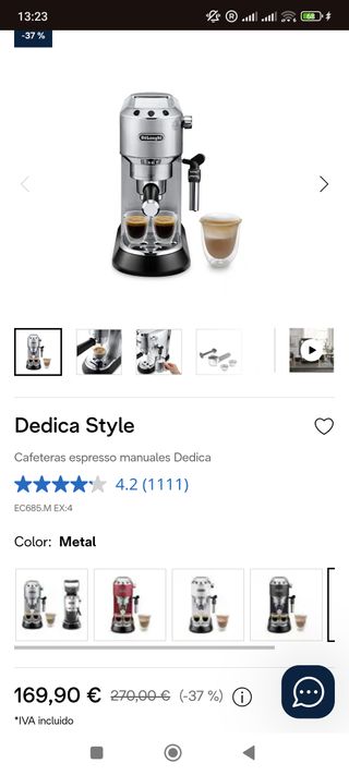 Cafetera Delonghi Dedica Style Metal