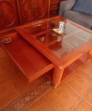 Mesa de centro madera y cristal