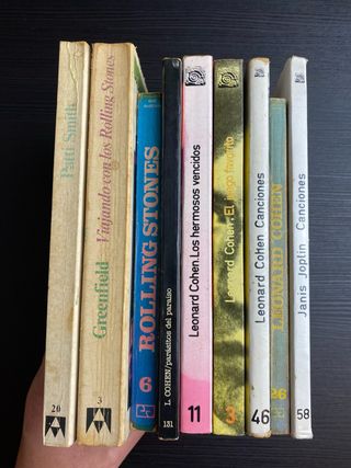 Lote 9 libros música: Patti Smith, Cohen, Joplin