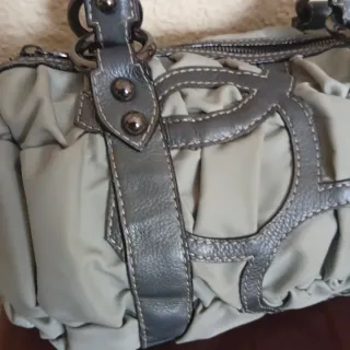 Bolso Purificación García Piel y textil Gris