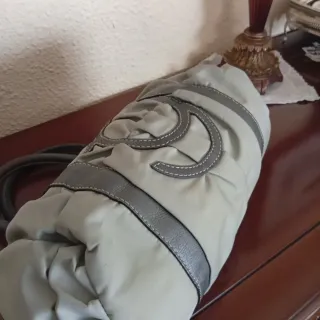 Bolso Purificación García Piel y textil Gris