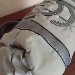 Bolso Purificación García Piel y textil Gris