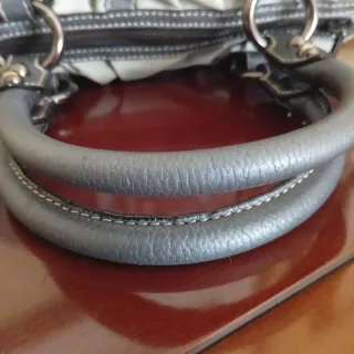 Bolso Purificación García Piel y textil Gris