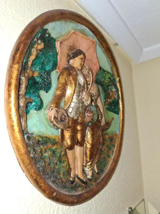 Plato decorativo pared pareja paraguas