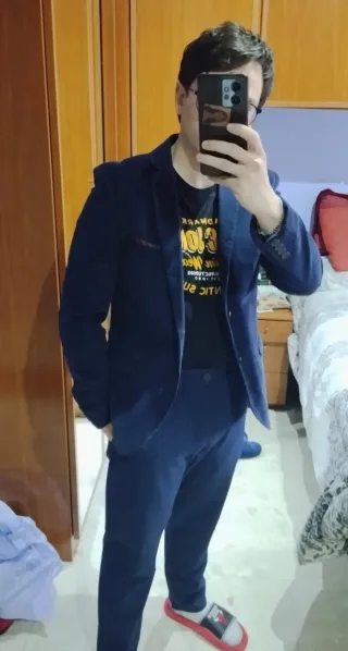 Americana de pana azul marino