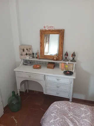 Precioso tocador caoba pintado blanco