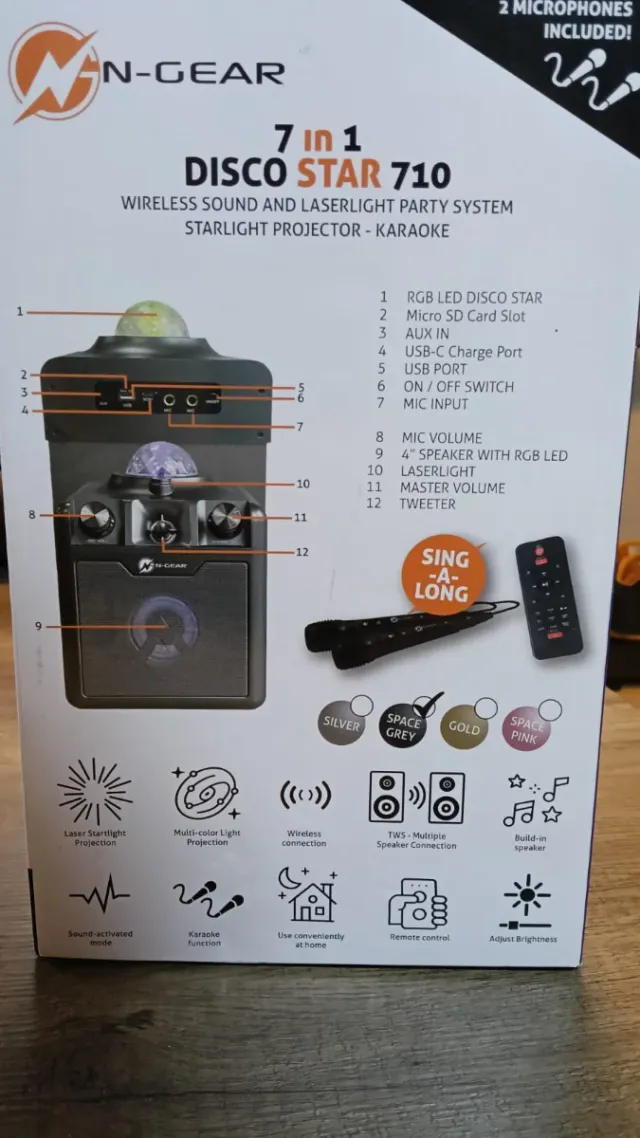 Altavoz 7en1 Karaoke con Bola Disco etc.Cuesta 80€