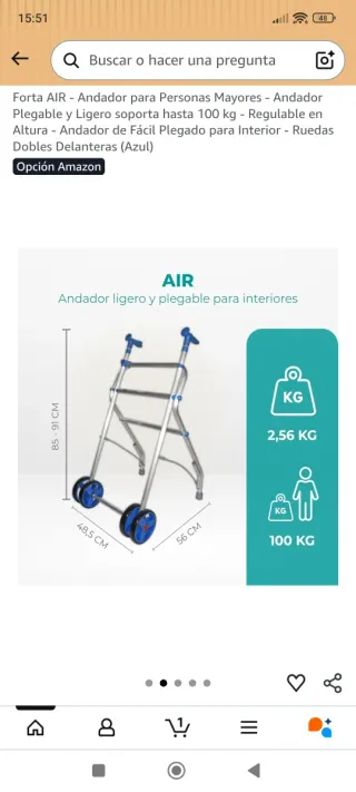 Andador para ancianos, plegable