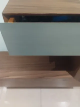Mueble recibidor entradita madera y gris