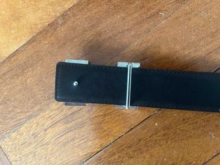 Cinturón Hermès Negro Hebilla H Plata