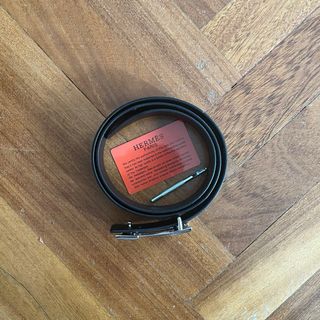 Cinturón Hermès Negro Hebilla H Plata